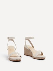 Linzi Nude Chelsea Faux Leather Rope Wedges With Padded Front Strap - Image 3 of 5