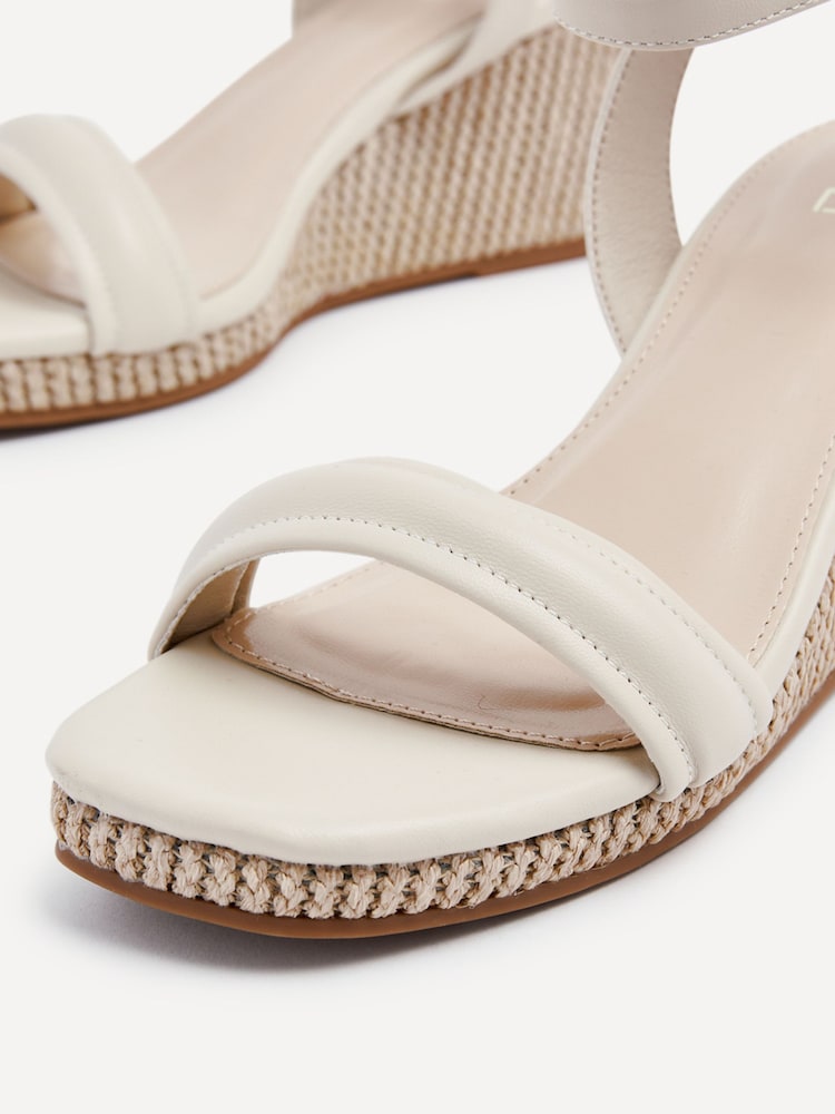Linzi Nude Chelsea Faux Leather Rope Wedges With Padded Front Strap - Image 5 of 5