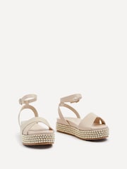 Linzi Nude Fiesta Beaded Embellished Wedges With Cross-Over Front Strap - Image 3 of 5