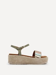 Linzi Green Sage Two-Tone Raffia Upper with Weaved Flatform Sandals - Image 2 of 5