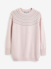 Pure Collection Natural Cashmere Metallic Yoke Sweater - Image 1 of 1