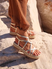 Linzi Gold Dezi Strapped Flatform Sandals - Image 1 of 6