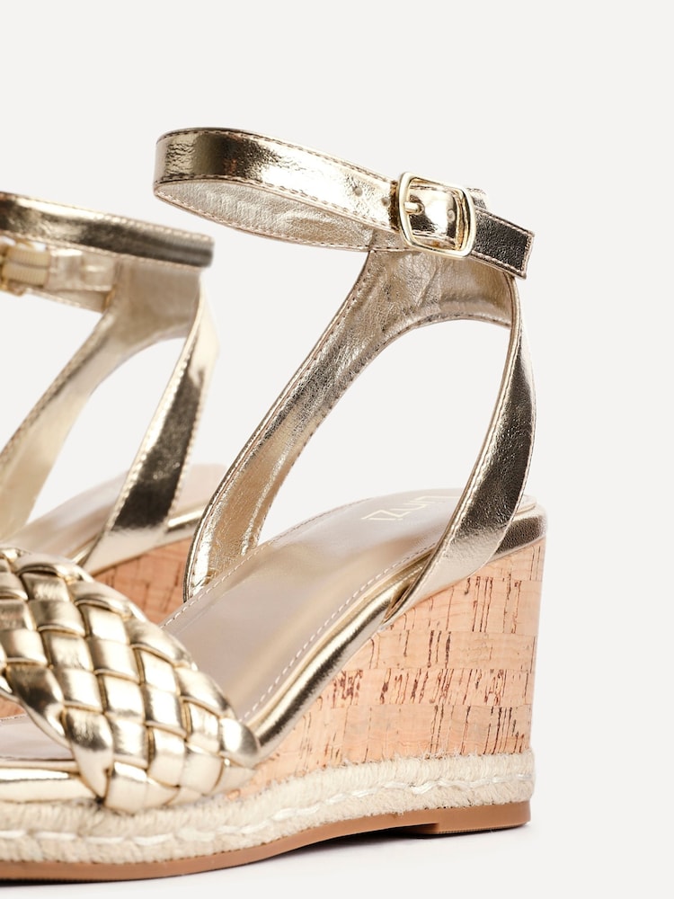 Linzi Gold Regan Plaited Cork Wedges - Image 5 of 5