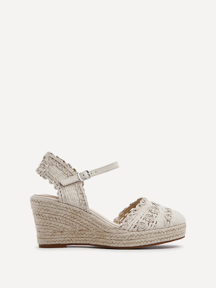 Linzi Nude Riviera Woven Closed Toe Wedges - Image 2 of 5