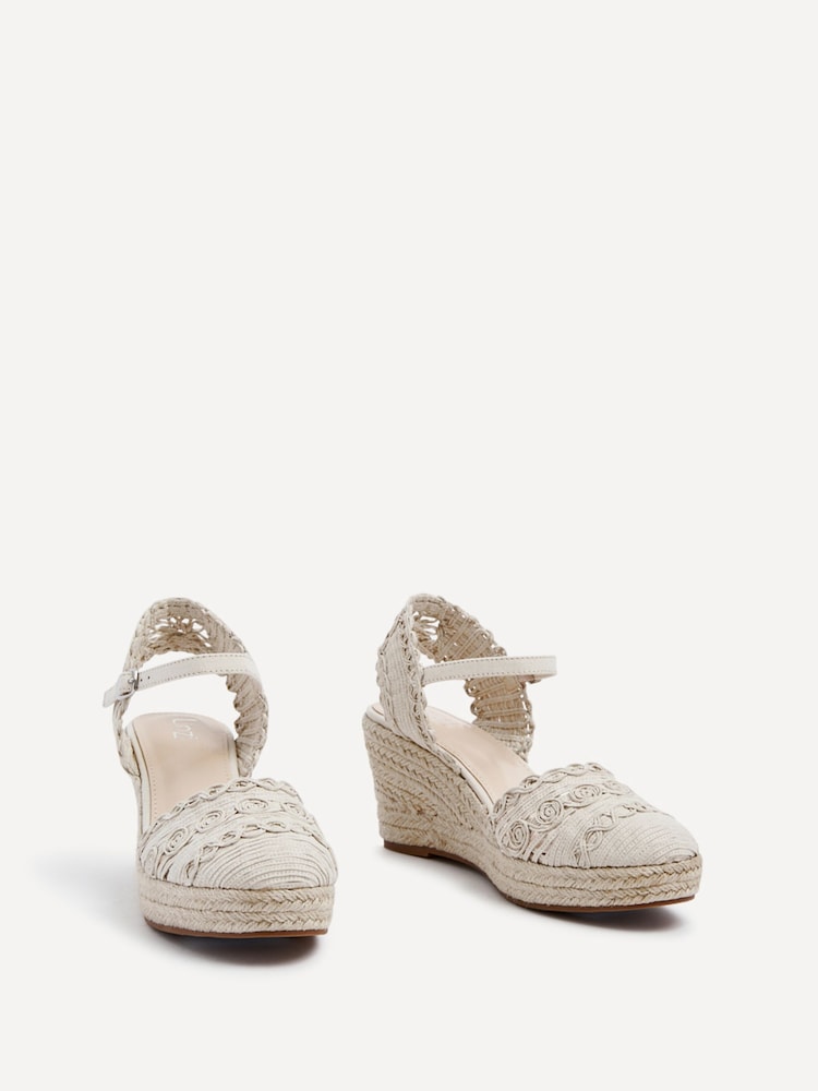 Linzi Nude Riviera Woven Closed Toe Wedges - Image 3 of 5