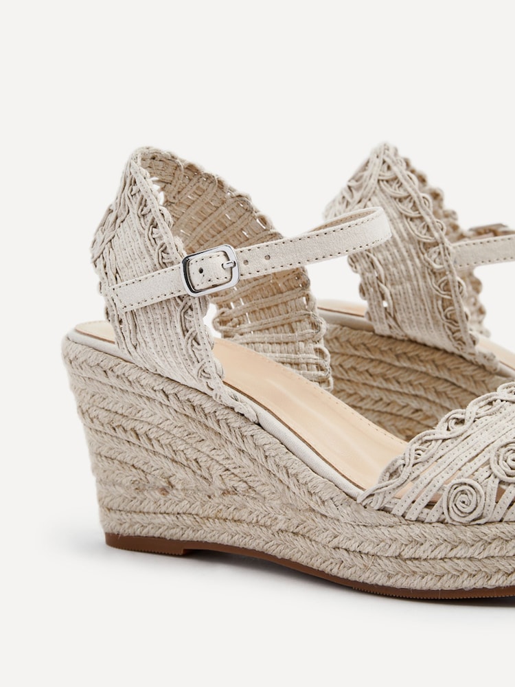 Linzi Nude Riviera Woven Closed Toe Wedges - Image 5 of 5