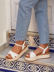 Linzi White Maple Crossover Sandals With Ankle Strap - Image 1 of 5