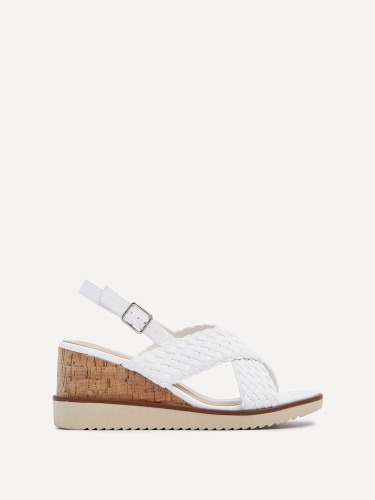 Linzi White Delta Slingback Wedges With Cross-Over Front Strap - Image 2 of 5