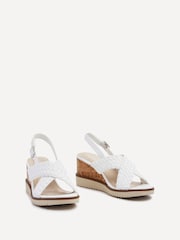 Linzi White Delta Slingback Wedges With Cross-Over Front Strap - Image 3 of 5