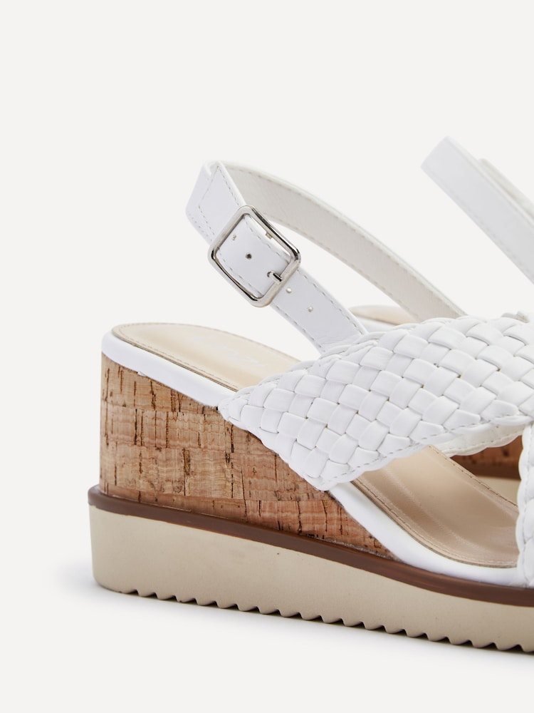 Linzi White Delta Slingback Wedges With Cross-Over Front Strap - Image 5 of 5