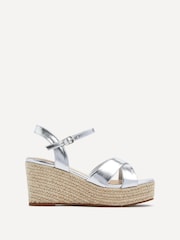 Linzi Silver Vision Crossover Rope Detail Wedges - Image 2 of 5