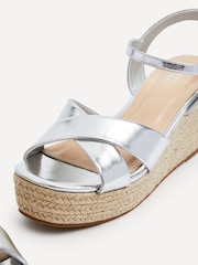 Linzi Silver Vision Crossover Rope Detail Wedges - Image 4 of 5