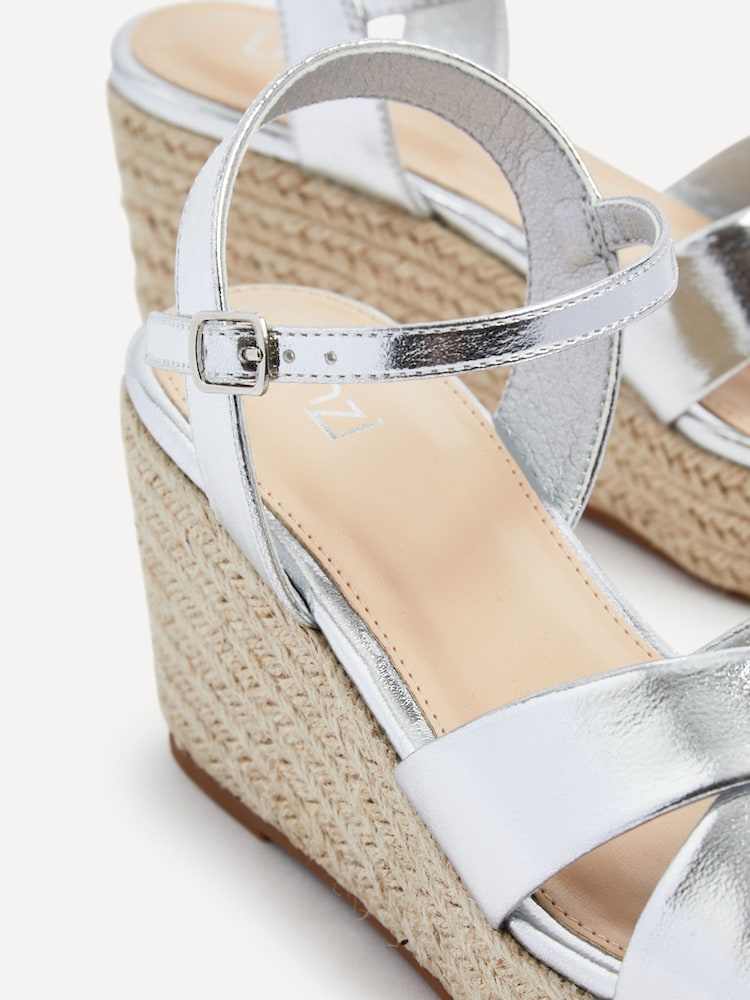 Linzi Silver Vision Crossover Rope Detail Wedges - Image 5 of 5