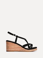 Linzi Black Safiya Strappy Wedges Sandals With Wrap Around Ankle Strap - Image 2 of 5