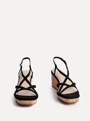 Linzi Black Safiya Strappy Wedges Sandals With Wrap Around Ankle Strap - Image 3 of 5