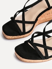 Linzi Black Safiya Strappy Wedges Sandals With Wrap Around Ankle Strap - Image 4 of 5