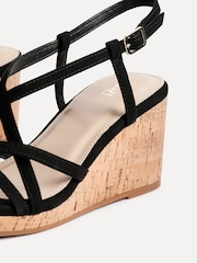 Linzi Black Safiya Strappy Wedges Sandals With Wrap Around Ankle Strap - Image 5 of 5