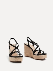 Linzi Black Lexie Strappy Square Toe Wedges - Image 3 of 5