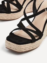 Linzi Black Lexie Strappy Square Toe Wedges - Image 4 of 5