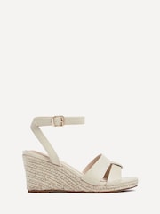 Linzi Nude Bahia Plaited Straw Wedges With Ankle Strap - Image 2 of 5