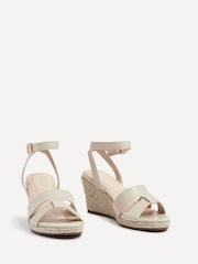 Linzi Nude Bahia Plaited Straw Wedges With Ankle Strap - Image 3 of 5