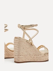 Linzi Gold Malibu Double Strap Rope Detail Wedges - Image 4 of 5