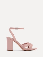Linzi Pink City Block Heeled Sandals With Ribbed Front Strap - Image 2 of 5
