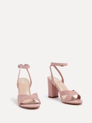 Linzi Pink City Block Heeled Sandals With Ribbed Front Strap - Image 3 of 5