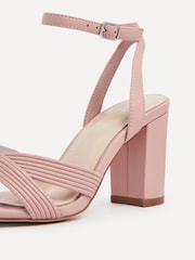 Linzi Pink City Block Heeled Sandals With Ribbed Front Strap - Image 5 of 5