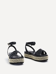 Linzi Black Fiesta Beaded Embellished Wedges With Cross-Over Front Strap - Image 3 of 5