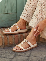 Linzi Natural Alert T-Post Studded Slider - Image 1 of 5