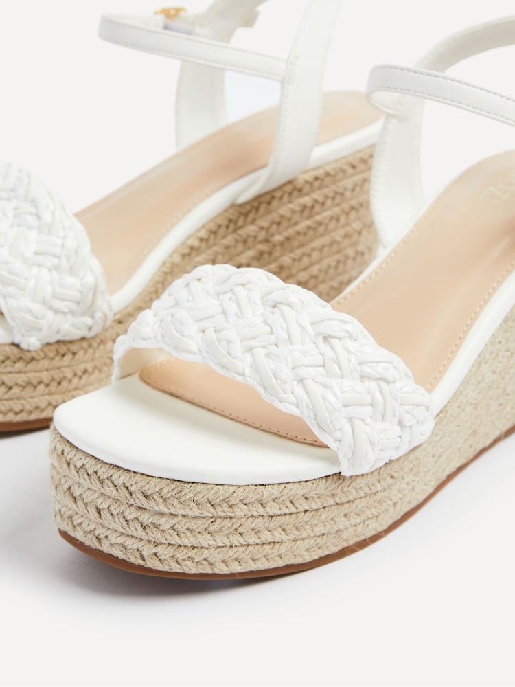 Linzi White Eden Plaited Front Strap Rope Wedges - Image 5 of 5