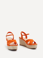 Linzi Orange Vision Crossover Rope Detail Wedges - Image 3 of 5
