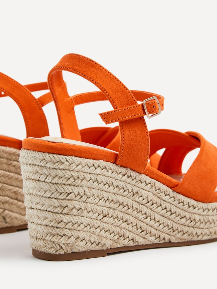 Linzi Orange Vision Crossover Rope Detail Wedges - Image 5 of 5