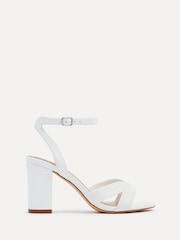 Linzi White City Block Heeled Sandals With Ribbed Front Strap - Image 2 of 5