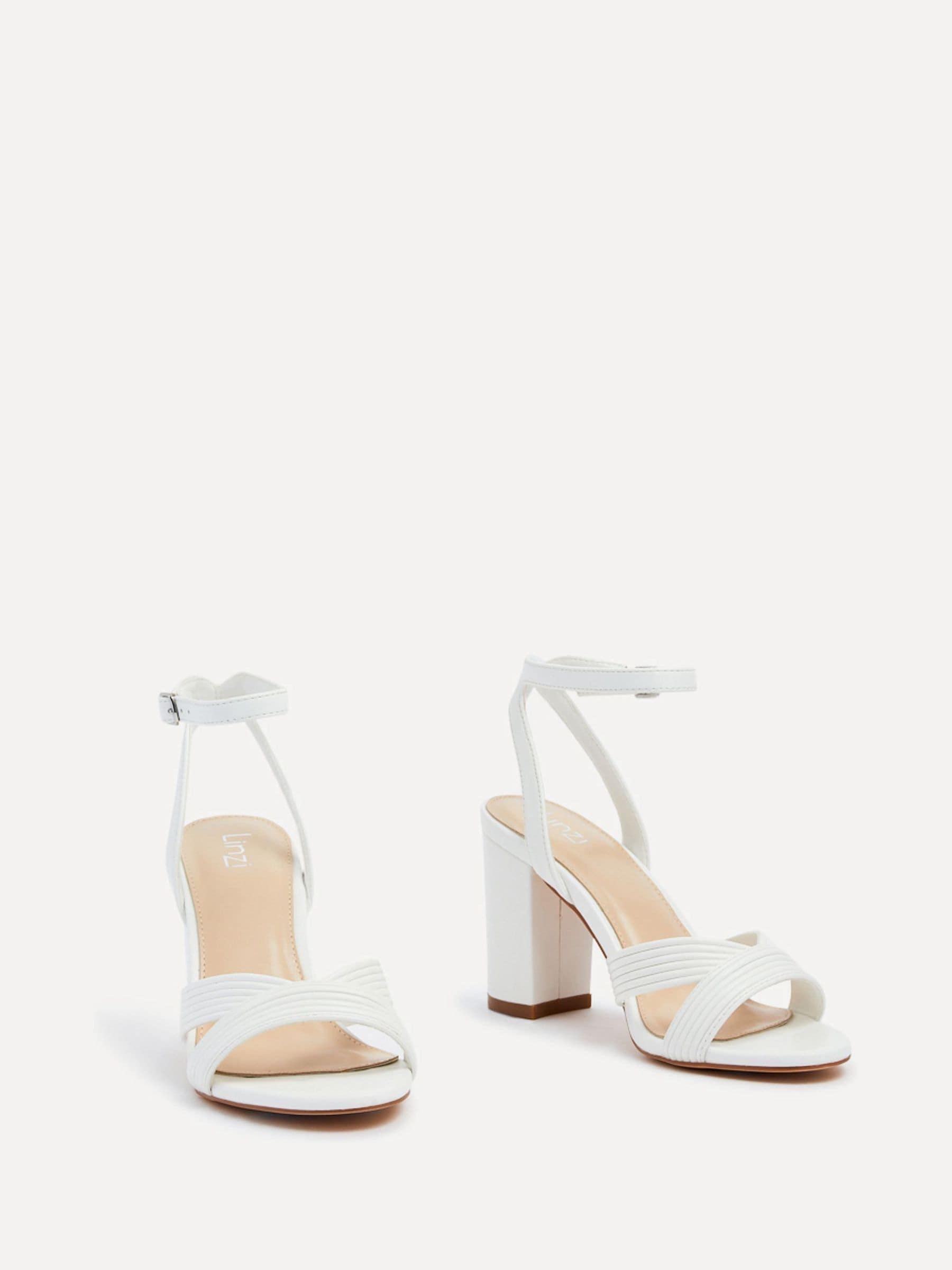 Buy Linzi White City Block Heeled Sandals With Ribbed Front