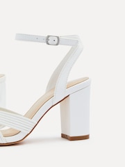Linzi White City Block Heeled Sandals With Ribbed Front Strap - Image 4 of 5