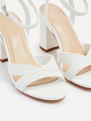 Linzi White City Block Heeled Sandals With Ribbed Front Strap - Image 5 of 5