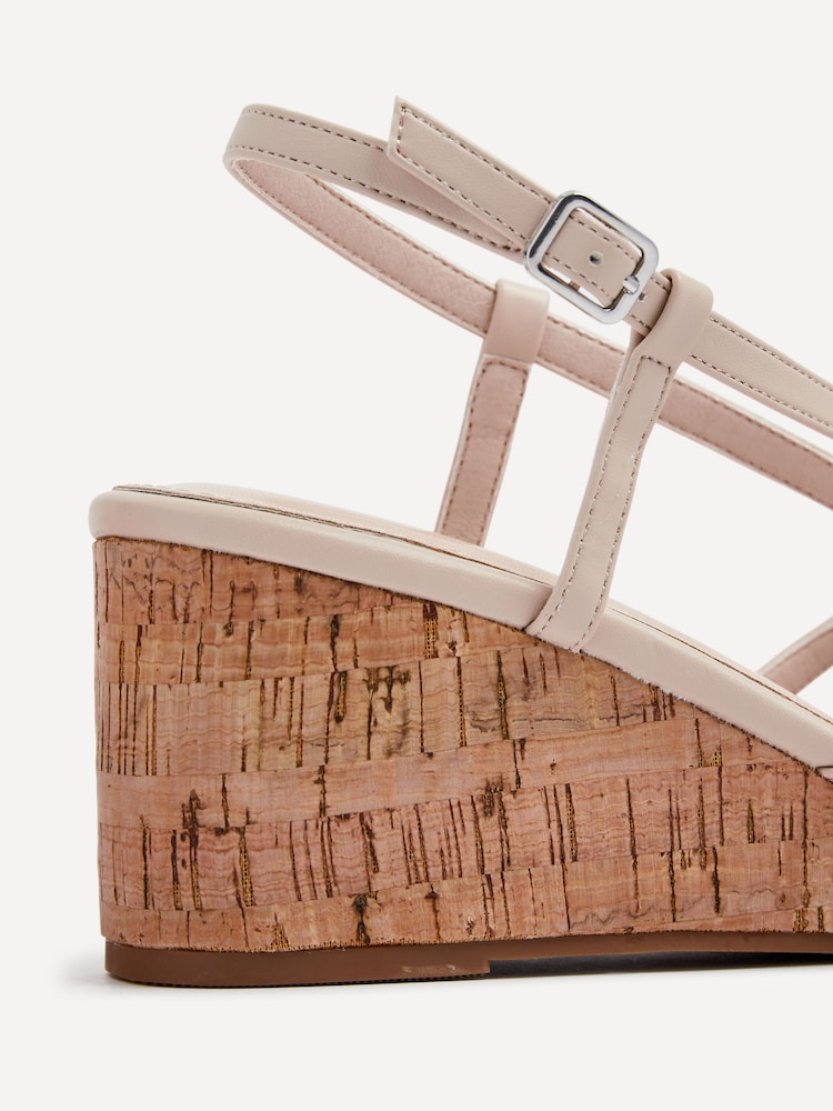 Linzi Nude Safiya Strappy Wedge Sandals With Wrap Around Ankle Strap - Image 5 of 5