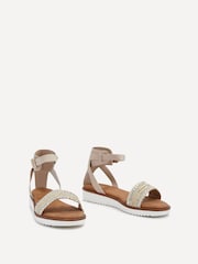 Linzi Nude Jaycee Flat Sandals With Embellished Front Strap - Image 3 of 5