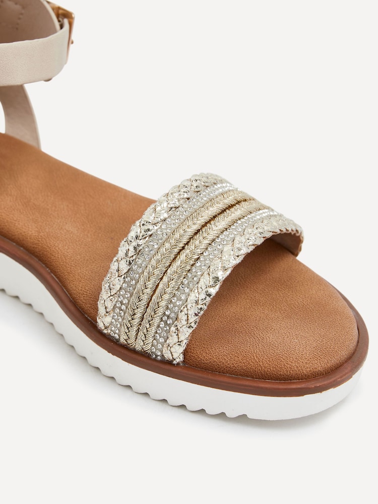 Linzi Nude Jaycee Flat Sandals With Embellished Front Strap - Image 4 of 5