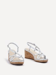 Linzi Silver Safiya Strappy Wedges Sandals With Wrap Around Ankle Strap - Image 3 of 5