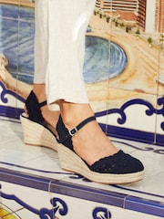 Linzi Natural Riviera Woven Closed Toe Wedges - Image 1 of 5