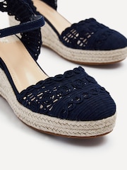 Linzi Natural Riviera Woven Closed Toe Wedges - Image 4 of 5
