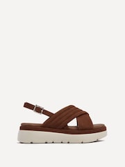 Linzi Brown Shae Crossover Padded Sling-Back Flat-Form Sandals - Image 2 of 5