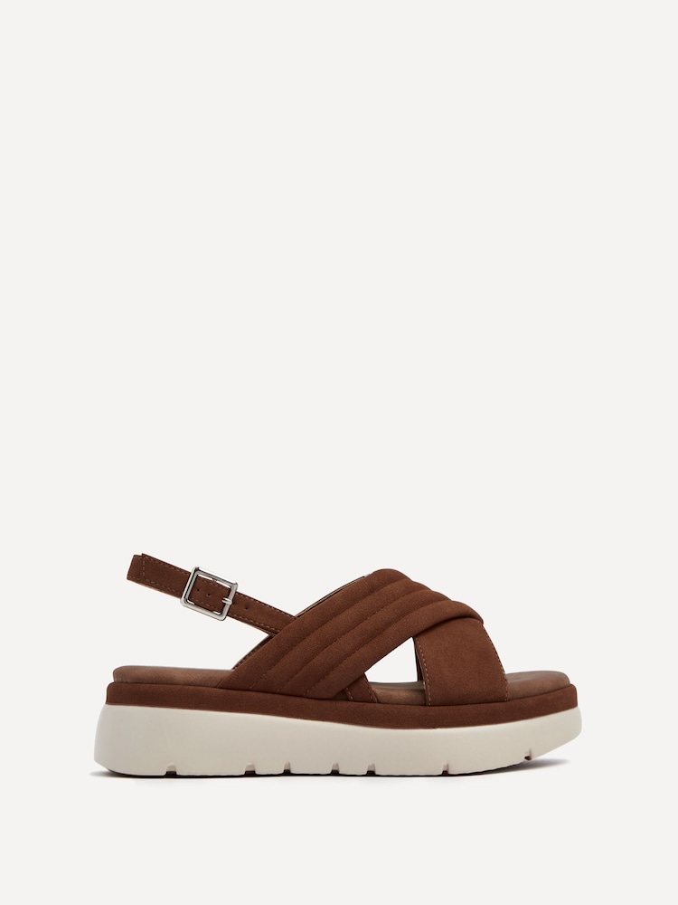 Linzi Brown Shae Crossover Padded Sling-Back Flat-Form Sandals - Image 2 of 5