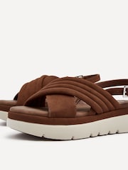 Linzi Brown Shae Crossover Padded Sling-Back Flat-Form Sandals - Image 4 of 5