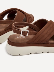 Linzi Brown Shae Crossover Padded Sling-Back Flat-Form Sandals - Image 5 of 5