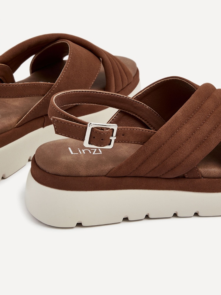 Linzi Brown Shae Crossover Padded Sling-Back Flat-Form Sandals - Image 5 of 5