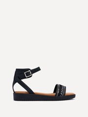 Linzi Black Jaycee Flat Sandals With Embellished Front Strap - Image 2 of 5